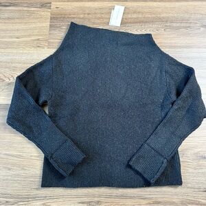 Treasure & Bond Sweater Ribbed Knit Asymmetrical Neck Classic Black Small New